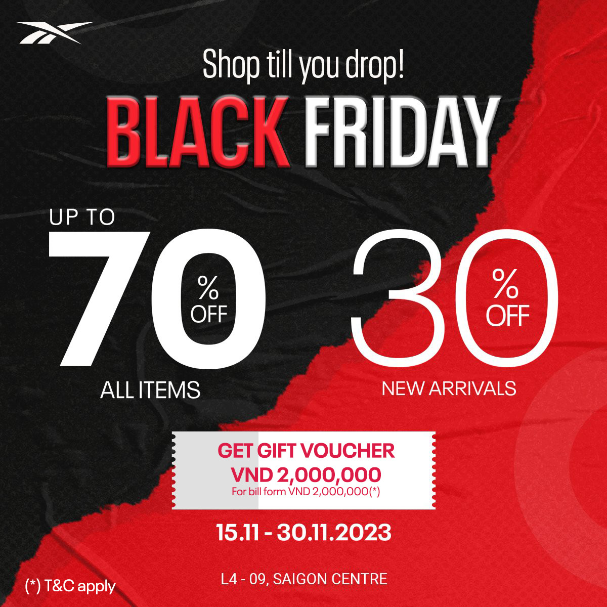 REEBOK - BLACK FRIDAY MAGIC - UP TO 70% FOR ALL ITEMS & MORE