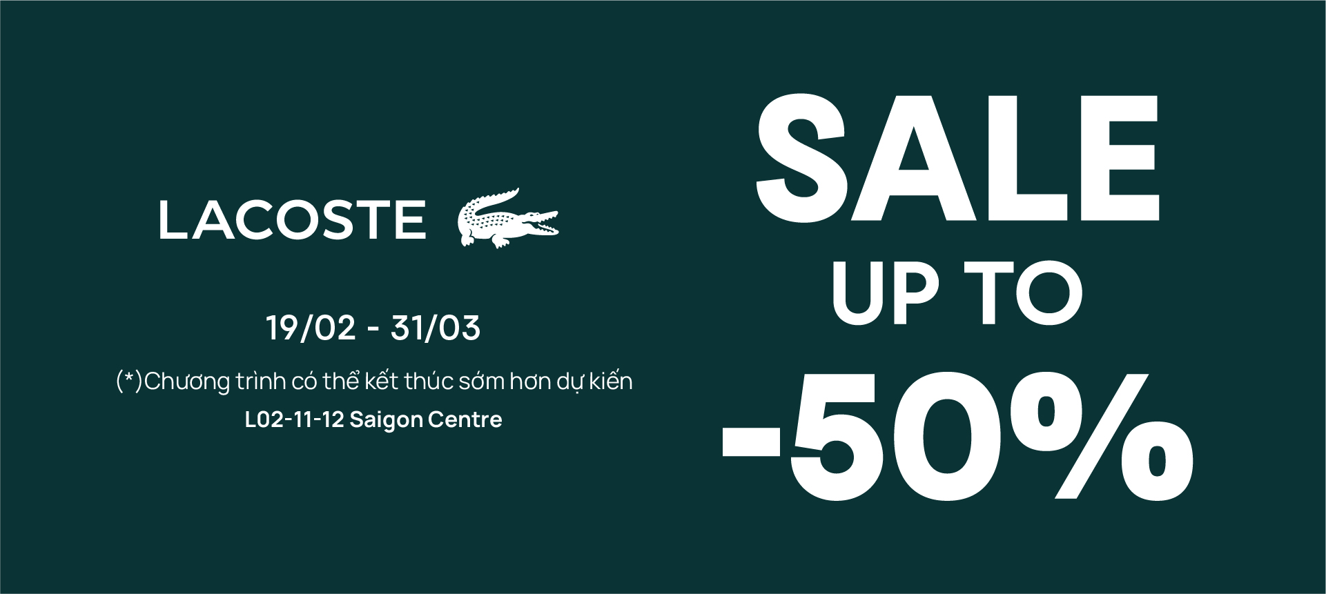 LACOSTE END OF SEASON SALE - UP TO 50% OFF