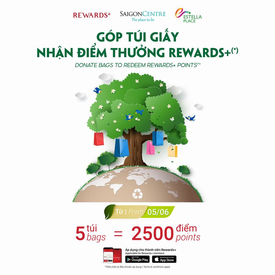 RECYCLE YOUR BAGS AND RECEIVE REWARDS+ POINTS (*)