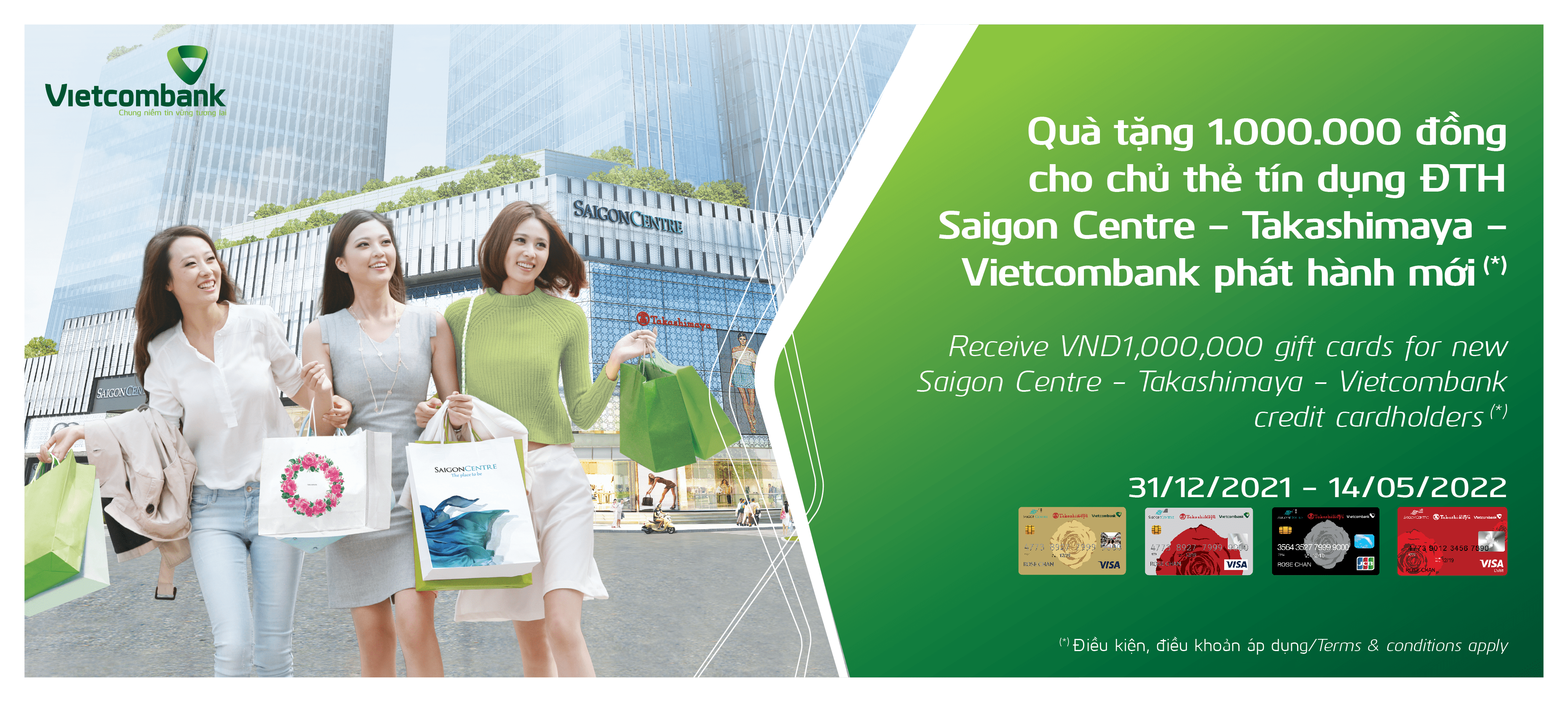 RECEIVE VND1,000,000 GIFT CARDS FOR NEW SAIGON CENTRE - TAKASHIMAYA - VIETCOMBANK CREDIT CARDHOLDERS
